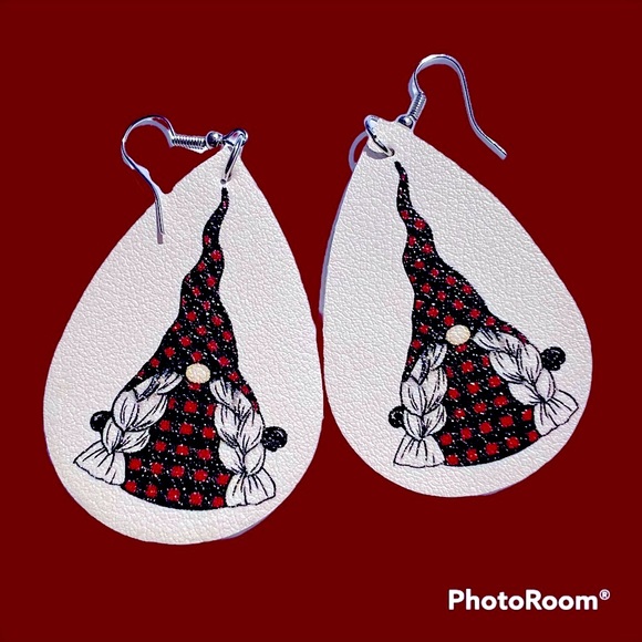 Buffalo Plaid Gnome Faux Leather Earrings - Picture 8 of 10